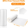 Wevac Vacuum Sealer Bags 8x50 Rolls 2 pack for Food Saver, Seal a Meal, Weston. Commercial Grade, BPA Free, Heavy Duty, Great for vac storage,