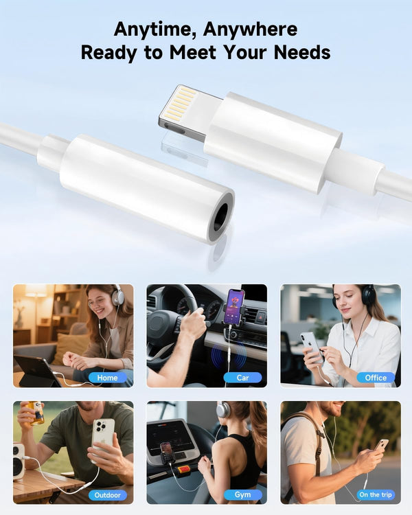 [Apple MFi Certified] 2 Pack Lightning to 3.5 mm Headphone Jack Adapter, iPhone Aux Adapter Converter Dongle Audio Cable Compatible with iPhone 14