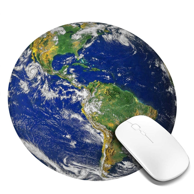 Earth Globe North and South America Map round Mouse Pad, Small Gaming Mousepad w