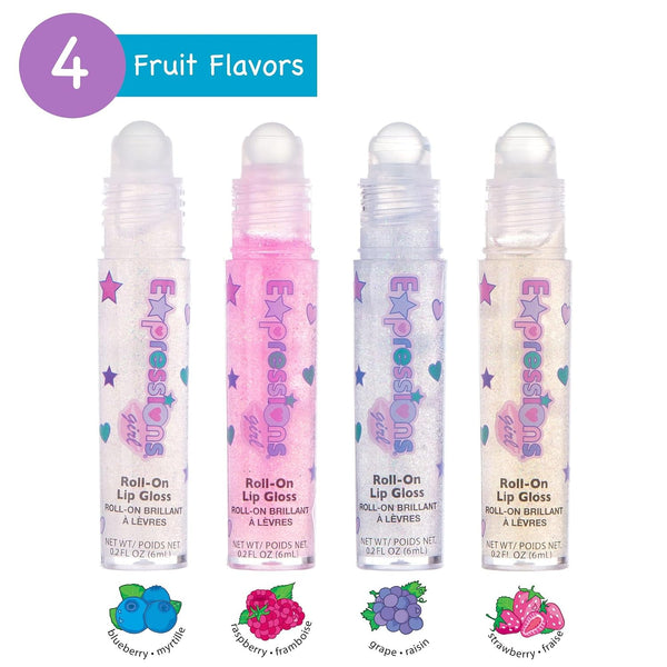 12pc Fruit Flavored Lip Gloss Necklace Set - Non-Toxic Wearable Lip Gloss | Fun Party Favors for Teen Girls & Kids. Lip Gloss Necklace Gift Set
