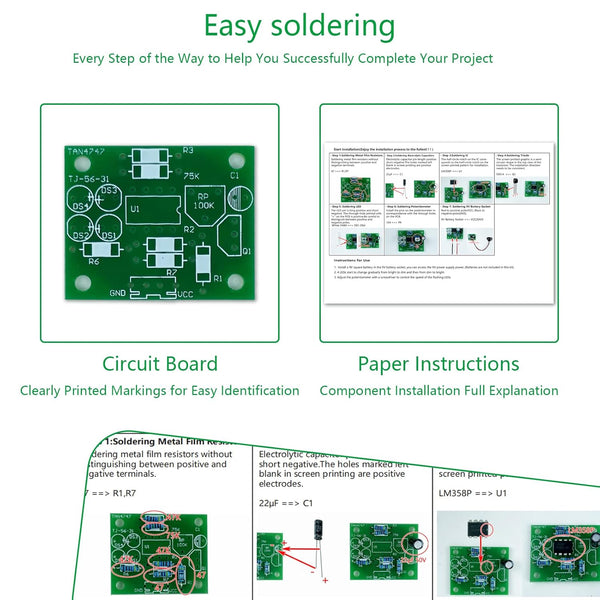 YYSOLDER 2pcs Flashing LED Adjustable Speed Soldering Practice Kit Teenage Engineering Electronic Kits for Adults