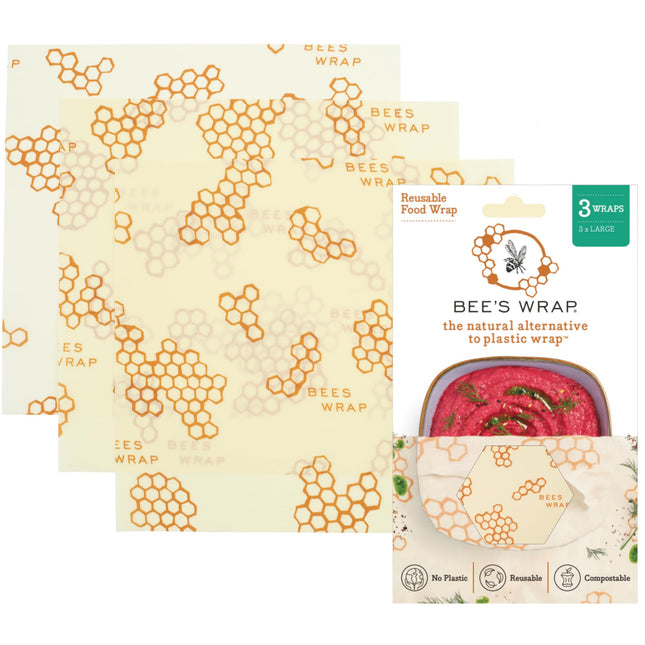 Bee'S Wrap Beeswax Wraps for Food - Honeycomb Large 3 Pack Made in USA Reusable 