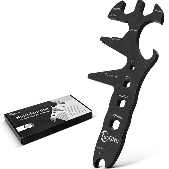 Multifunction Combination Wrench, Steel Black Maintenance Tools with Open Gearwrench and Bucket Opener, 6,8,10,12,17,19,