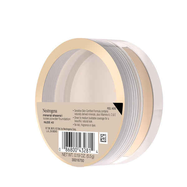 Neutrogena Mineral Sheers Lightweight Loose Powder Makeup Foundation with Vitamins A, C, & E, Sheer to Medium Buildable Coverage, Skin Tone