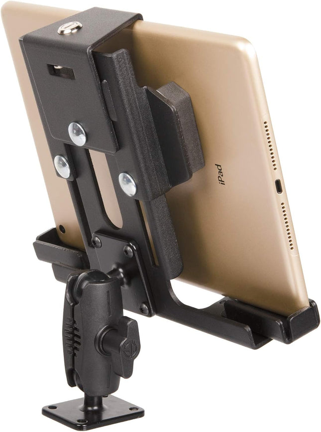 Tackform Metal Locking Tablet Mount for Car, Truck or Semi [ELD Ready] Heavy Duty Drill Base -Compatible with Ipad, Gala