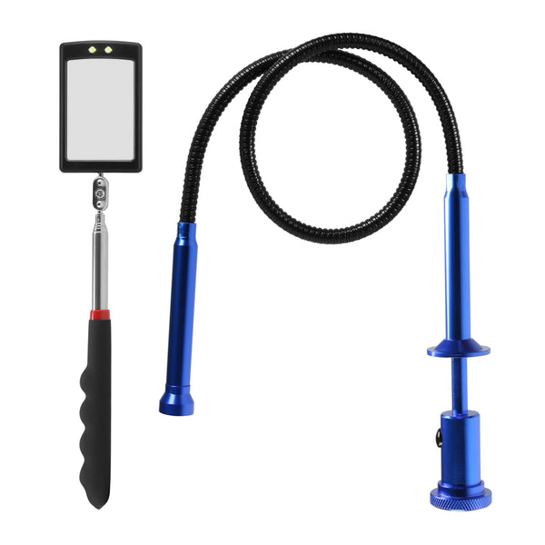 Telescoping Inspection Mirror with LED Lights?Flexible Claw Grabber Tool Magnetic 4 Claw Picker. Combination Tool Set. Easy to Extendable Observe