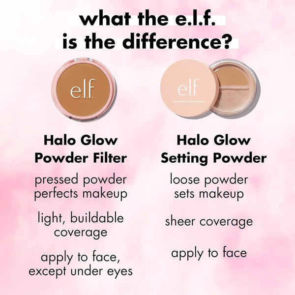 E.L.F. Halo Glow Powder Filter, Ultra-Fine Finishing Powder, Smooths the Look of Pores & Fine Lines, Creates a Soft-Focus Glow, Vegan &