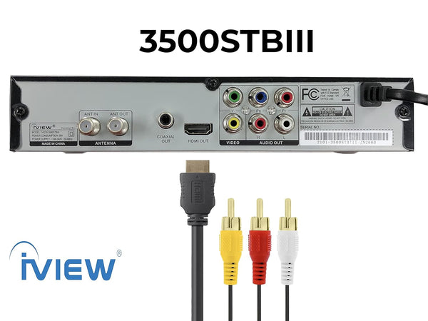 IVIEW-3500STB III, ATSC Digital Converter Box with Recording and Media Player, Analog to Digital, QAM Tuner, Channel 3/4, HDMI, A/V, USB, Learning