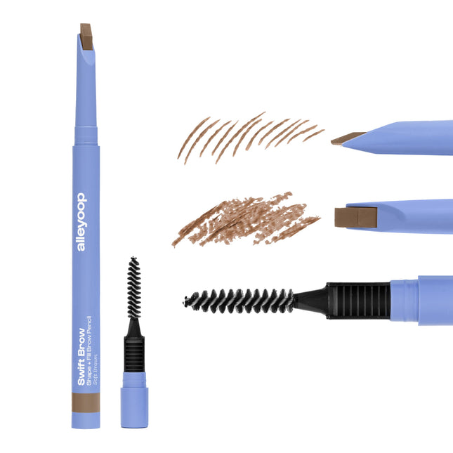ALLEYOOP Swift Eyebrow All-In-1 Brow Definer with Built-In Sharpener & Spoolie Brush, Water & Smudge Resistant and Eyebr