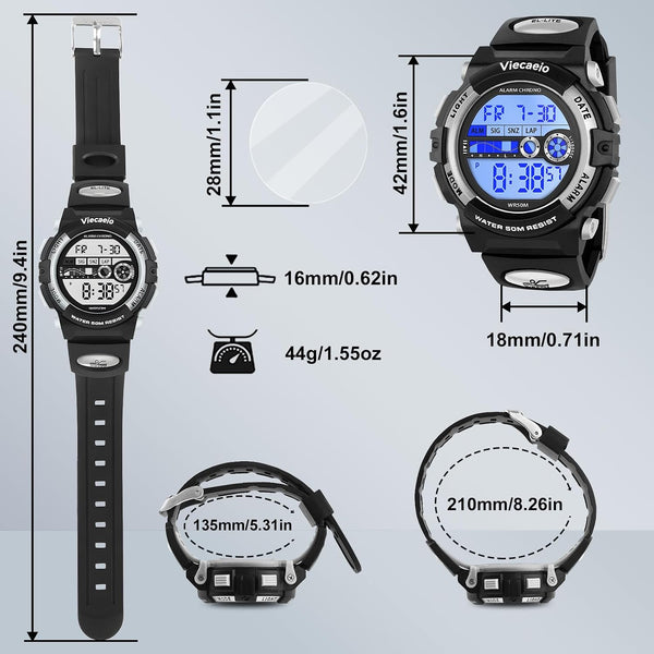 Kids Digital Watch for Boys Girls, Waterproof LED Colorful Lights Sports Watch Suitable for 5-17 Years Old Teenagers (With Gift Box)