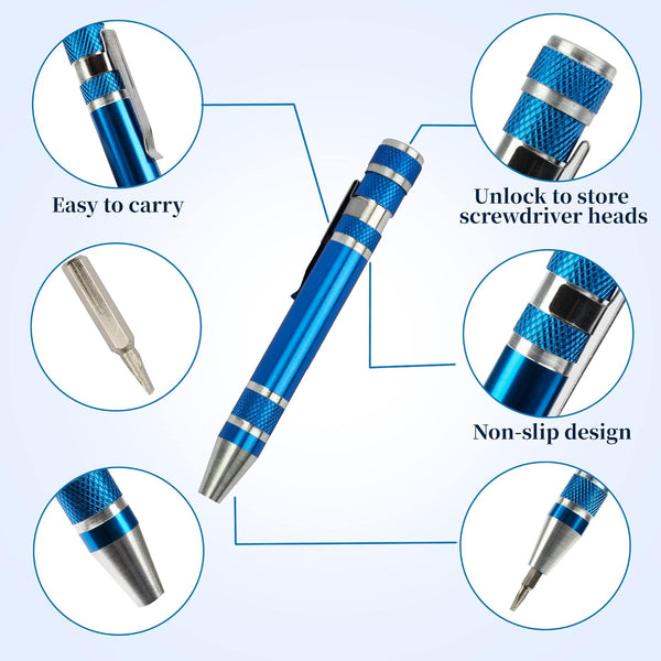 SWATOM 8 in 1 Mini Screwdriver Set Small Screwdrivers Pen Magnetic Repair Tools EDC Compact Precision Gadgets for Computer Eyeglasses Daily Home