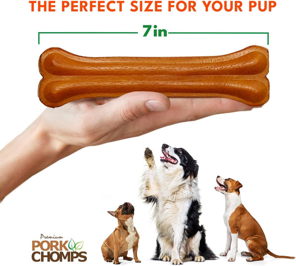 Pork Chomps Roasted Pressed Pork Skin Dog Chew, 7-inch Bone, 1 Count Roasted Pork 1 Count (Pack of 1)