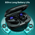 GOLREX Wireless Earbuds Bluetooth Headphones 80H Playtime Ear Buds with Wireless Charging Case & Dual LED Power Display Over-Ear Earphones with