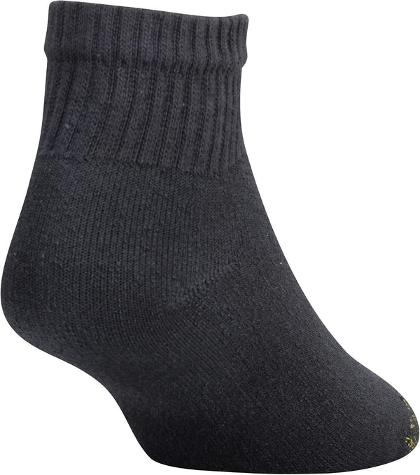 GOLDTOE Men's 656P Cotton Ankle Athletic Socks, Multipairs 6 Black (6-pairs) Large