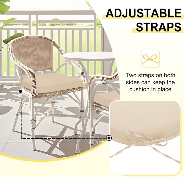 downluxe Outdoor Chair Cushions Set of 4 for Patio Furniture, Water-Resistant Patio Chair Cushions with Ties, High Density Foam Outdoor Seat