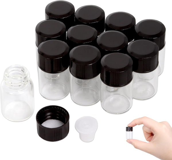 Beauticom 2ML Clear Glass Vial 12 Pieces with Orifice Reducer and Dropper Top