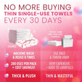 Makeup Remover Cosmetic Towels, Reusable (25 Count, 200 Uses) and Disposable Face Towel, Machine Washable, Ultra Soft, Removes All Types of