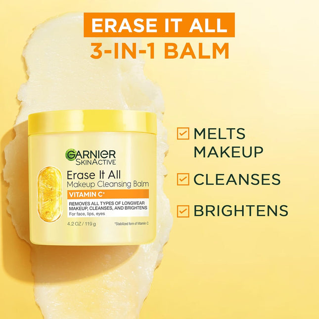 Garnier Erase It All Makeup Cleansing Balm with Vitamin C, Brightening Facial Cl