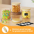 6Pcs 20oz Glass Storage Jars, Airtight Bamboo Lid Containers With Labels | Moisture Resistant Seal, Transparent Visible Tank, Large Capacity,