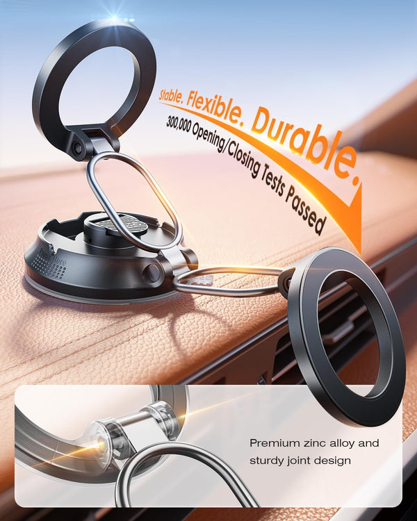 SUPERONE Car Phone Holder for Magsafe [78+LBS Strongest Suction & 2800gf Magnetic] 360° Adjustable Magnetic Car Mount, Foldable Cell Phone Holders