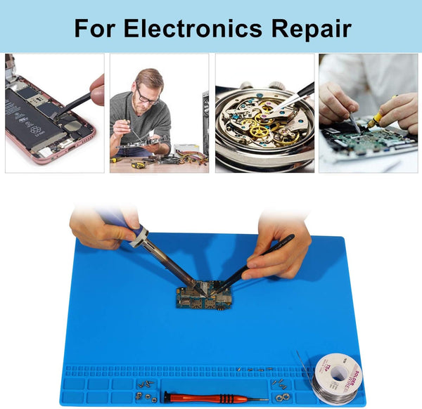 Solder Mat, Premium Heat Resistant 932°F Silicone Soldering Mat, Magnetic Work Mat for Electronics, Cell Phone, Laptop Repair, BGA Soldering