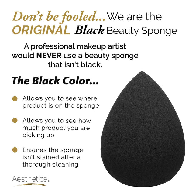 Aesthetica Cosmetics Beauty Sponge Blender - Latex Free and Vegan Makeup Sponge Blender - For Powder, Cream or Liquid Ap