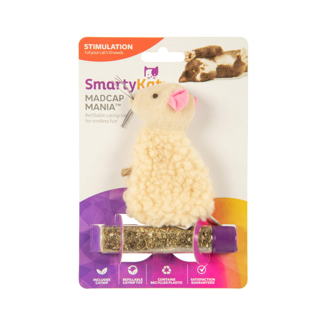 Smartykat Madcap Mania Refillable Plush Catnip Cat Toy, Includes Catnip Tube - R