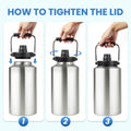 1 Gallon Water Bottle Insulated Stainless Steel Keeps Ice 48Hr, Large Water Gallon Jug Wide Mouth Leakproof Vacuum for Gym, Camping, &