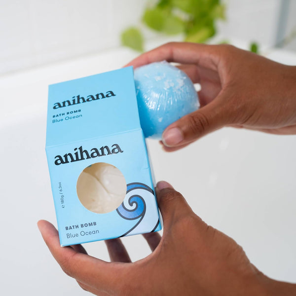 ANIHANA Bath Bomb with Coconut Oil, Paraben Free, Hand-Crafted Luxury Fizzers, Refreshing Blue Ocean Scent, 6.3 oz 1 Count (Pack of 1) Blue Ocean
