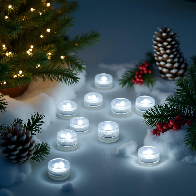 Mini Waterproof Battery LED Tealights - 20Pcs Bright Battery Powered LED Puck Accent Light for Party Events Wedding Cent