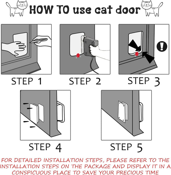 Saintrygo Pet Door for Cats and Dog Cat Flap Door Interior Exterior Cat Weatherproof Pet 4-Way Rotary Lock for Cats Doggie Kittens, 8 X 8.6 Inches