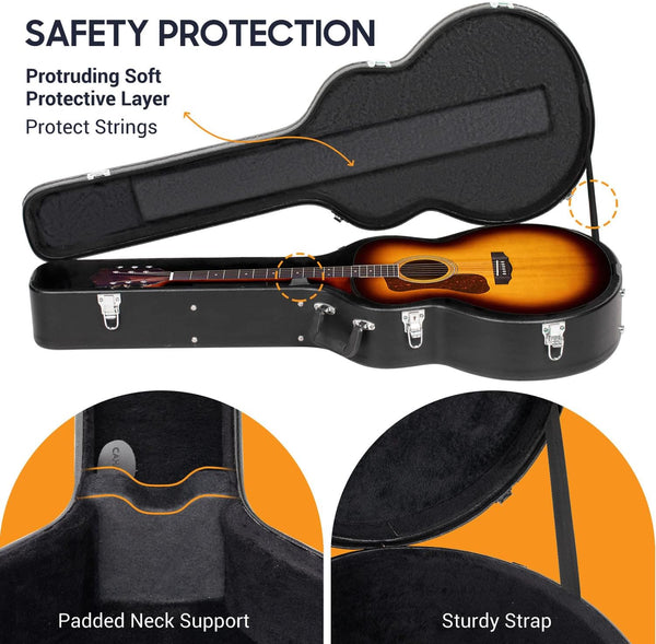 CAHAYA Guitar Cases Hard Shell for Acoustic Guitars 42 Inch Acoustic Guitar Hard Shell Case with Key Anti-shock Waterproof Travel Guitar Bag for