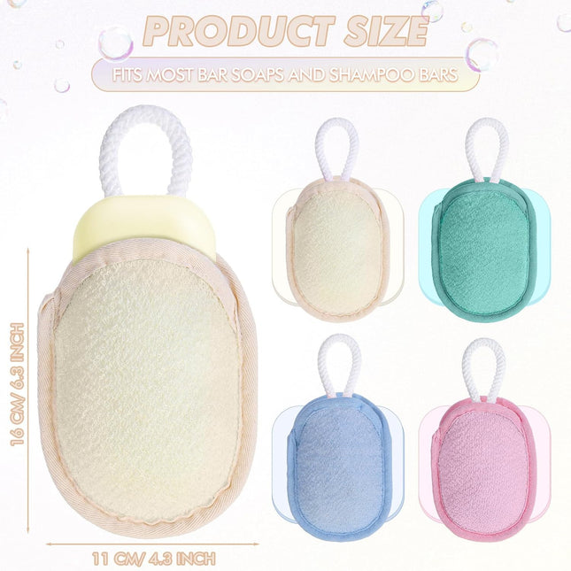 Sunnyray Bath Body Exfoliating Soap Saver, Exfoliator Scrubber Pouch 4 Colors, B