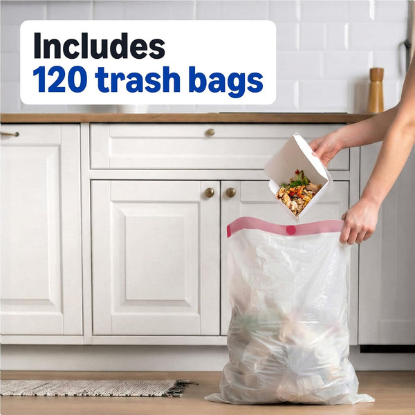 Amazon Basics Trash Bags, Tall Kitchen Drawstring, Unscented, 13 Gallon, 120 Count, Pack of 1, Packaging May Vary Unscented 120 Count (Pack of 1)