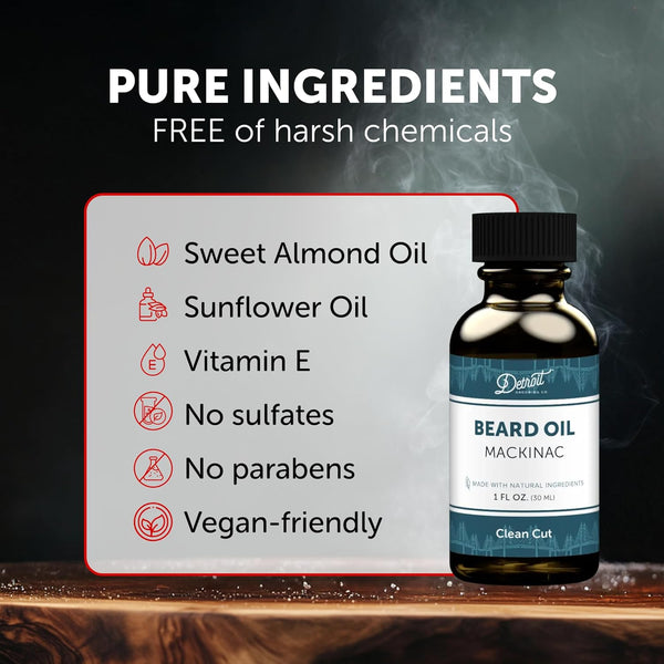 Detroit Grooming Beard Oil | Hydrating & Nourishing Formula Ã¢ÂÂ¢ Mackinac Scent (1 Oz)