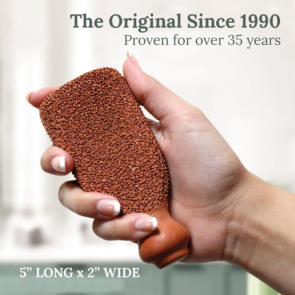 Pumice Stone for Feet Lasts 5+ Years Foot Exfoliator Scrubber Callus Remover Made of Natural Terra-Cotta Minimalist