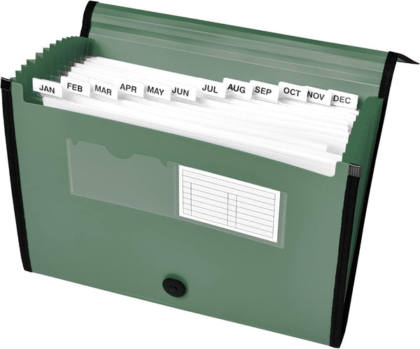 Avery Expanding File Folder Organizer, 13-Pocket Accordion File Organizer, Sage, Holds 425 Letter/A4-Size Sheets (73555)