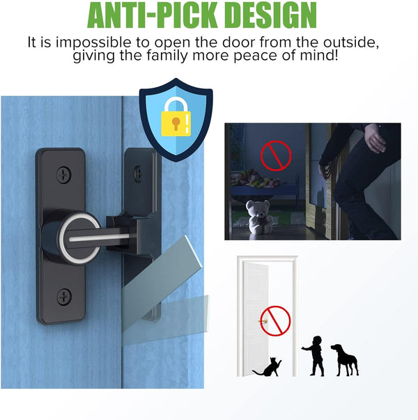Barn Door Lock Hardware, 90 Degree Heavy Duty Gate Latches Flip Latch Safety Door Bolt Latch Lock, Barn Sliding Door Latch Lock Suitable for