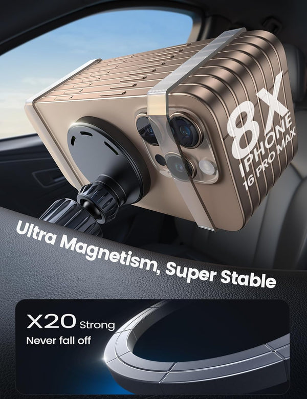 Lamicall 15W for Magsafe Car Mount Charger - [3-In-1 Upgraded Intelligent Chip] 360ÃÂ° Wireless Car Phone Holder Charger Vent Dashboard Magnetic