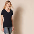 Amazon Essentials Women's Regular-Fit Short-Sleeve V-Neck T-Shirt, Multipacks 2 Black Large