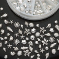 120Pcs/Pack Sliver Nail Art Decorations Mini Ocean Accessories Nail Art Rhinestones Silver Shell Conch Nail Charms Manicure Decor DIY Nail