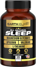4-In-1 Sleep Aid (120 Caps) W/Apigenin 50Mg, Magnesium Glycinate 200Mg, L Theanine 200Mg & Valerian Root for Sleep Aid 300Mg | Apigenin Supplement