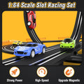 Slot-Car-Race-Track-Sets for Boys Kids, Battery or Electric Race Car Track with 4 High-Speed Slot Cars, Dual Racing Game 2 Hand Controllers