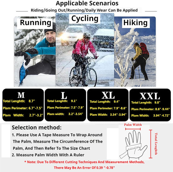 10℉ Winter Gloves Men Women Warm Glove Touch Screen for Cycling Running Fishing Driving Hiking Skiing Cold Weather Large Grey