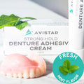 Extra Strong Denture Adhesive Cream, 12 Hour Hold Dental Glue, Waterproof, Zinc & Fluoride Free, Easy Apply Nozzle, Seals Food Out for Comfort,