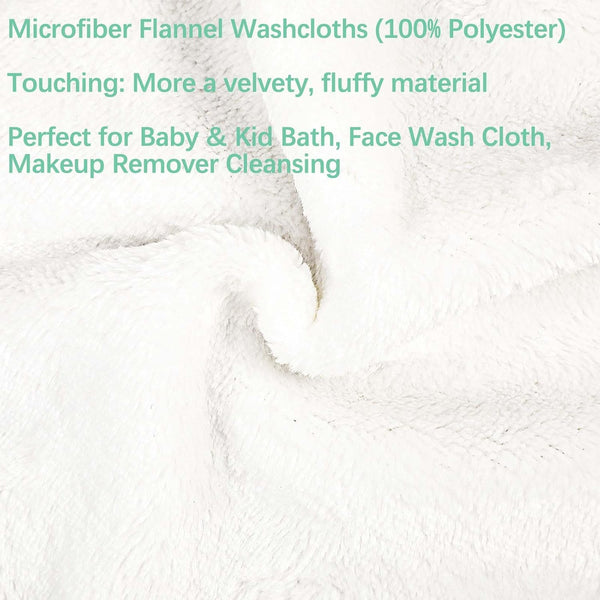 PHOGARY 10 Pack Body & Face Microfiber Washcloths for Baby Younger Kid, Soft Flannel Wash Cloth for Washing Face, Fluffy Easy-Dry Facial Wash