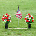 LVXINLI 2 Sets Artificial Cemetery Flowers,Memorial Flowers,Beautiful Arrangements for Headstones,Black Plastic vase with Drainage Hole Long