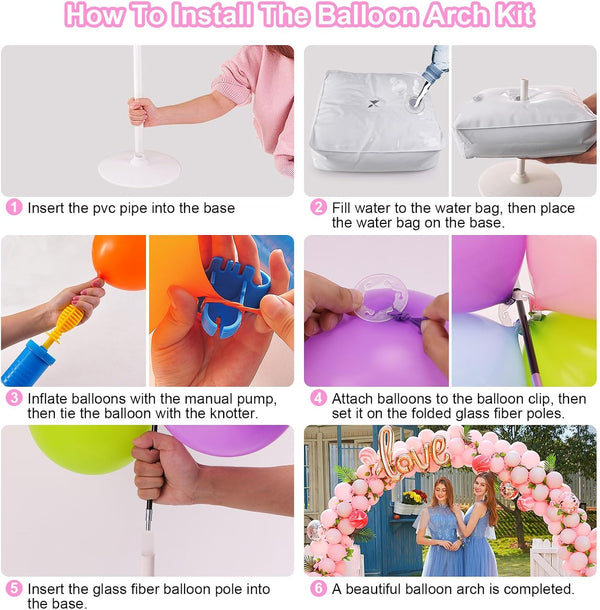 Balloon Arch Kit, 7.4ft Balloon Arch Stand Frame with Base: for Wedding Baby Shower Birthday Party Decorations Black