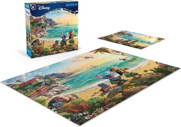 Ceaco - Thomas Kinkade Disney Lilo & Stitch 1000 Piece Jigsaw Puzzle, Premium Recycled Board, Made in USA, Includes Full-Color Poster, 26.75 x