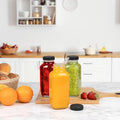 umud Juice Bottles with Lids, 16 Oz, Set of 3 | Clear Glass Jars with Caps, Reusable Empty Drink Containers, For Juicing, Smoothies, Water, Milk,